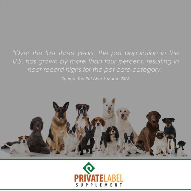 Exciting news for private label marketers, the pet category is experiencing a surge in demand, driven by a 4% growth in the U.S. pet population over the last three years. That's 7.5 million more furry friends to care for, bringing the total to 185 million dogs and cats in the U.S.

This spike has led to a 16% increase in pet care sales since October 8, 2022. Don't miss out on this thriving market. Expand your brand in the booming pet care sector today. Explore our pet supplements category by contacting us through our bio above.

#PLSPrivateLabel #PrivateLabelPetSupplements #PrivateLabelPetProducts #PrivateLabelPetSoftChews #PrivateLabelSoftChewSuppliers #SoftChewManufacturers