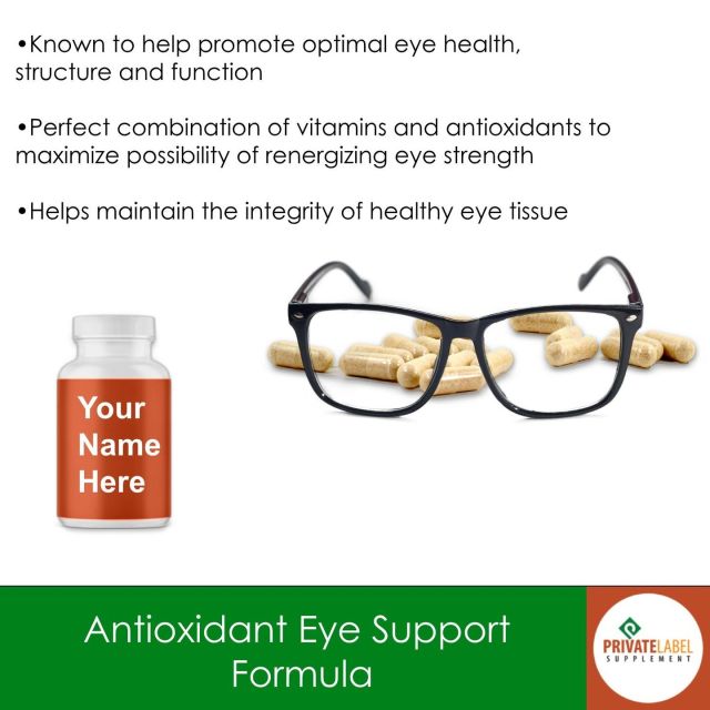 Introducing our Antioxidant Eye Support Formula, your next must-have product. 

This formula boasts a potent blend of eye-loving nutrients, including Vitamin A, Zinc, and Vitamin C. It's all about supporting macular health and maintaining those peepers in top-notch condition.

Don't miss out on offering your customers a product that can help maintain healthy eye tissue and reenergize eye strength with the body's strongest antioxidant, Glutathione. 

Contact us through our bio above. 

#PLSPrivateLabel #PrivateLabelSupplements #PrivateLabelSupplementManufacturing #PrivateLabelHealthSupplements #SellingSupplements