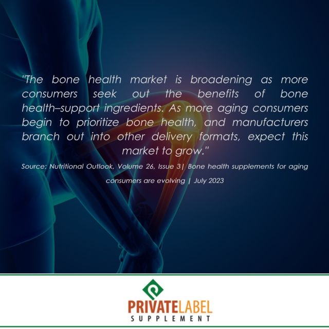 With a rising demand for bone health-support ingredients, it's time to seize the opportunity. While minerals continue to lead, new players like vitamins, polyphenols, and probiotics are reshaping the landscape. As aging consumers prioritize bone health, manufacturers explore innovative delivery formats, ensuring market growth. Don't miss out—add our top-notch bone health products to your lineup today by reaching us through our contact info from our bio above. 

#PLSPrivateLabel #PrivateLabelSupplements #PrivateLabelSupplementManufacturing #PrivateLabelHealthSupplements #SellingSupplements