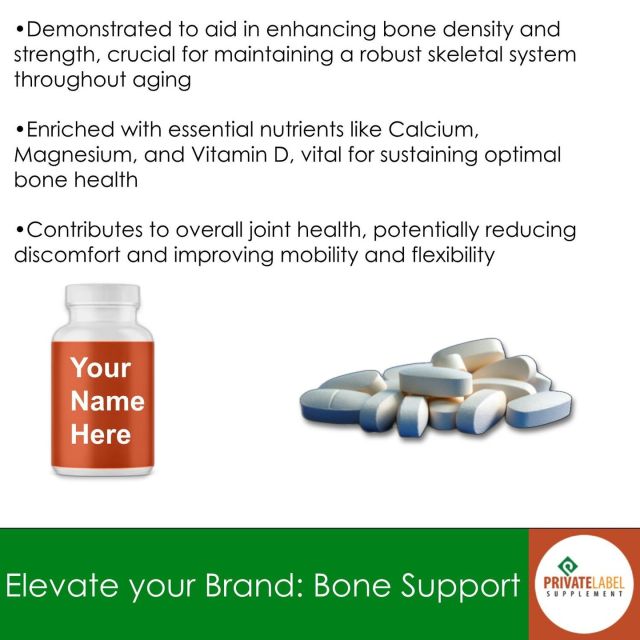 Are you looking to support your bones as you age? If so, chances are, your customers are too. 

With a growing market for bone health supplements, our range offers the perfect blend of minerals, vitamins, and polyphenols designed specifically for health-conscious aging consumers. Be the go-to source for innovative and effective bone health solutions.

Elevate your product range and meet the demands of your discerning customers with our premium bone support options. 

Reach us through our contact info in the bio above or connect with us at 855-209-0225 for expert guidance from our sales team.

#PLSPrivateLabel #PrivateLabelSupplements #PrivateLabelSupplementManufacturing #PrivateLabelHealthSupplements #BoneHealth #AgingWellness #HealthSupplements