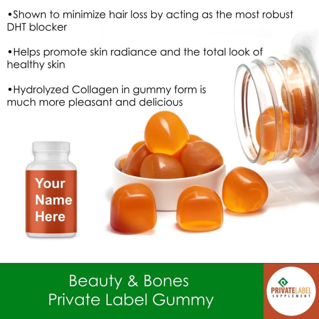 Beauty & Bones Complex Private Label Gummy - offering a powerhouse of benefits for hair, skin, nails, and bones. It's the perfect product for your customers who are seeking holistic beauty and health solutions. Add this star product to your lineup and watch your brand's appeal soar.

📞 Connect with us at 855-209-0225 or reach us through our contact info in the bio above.

#PLSPrivateLabel #PrivateLabelGummies #BeautySupplements #BoneHealth #PrivateLabelSupplements #HolisticHealth #PrivateLabelManufacturing